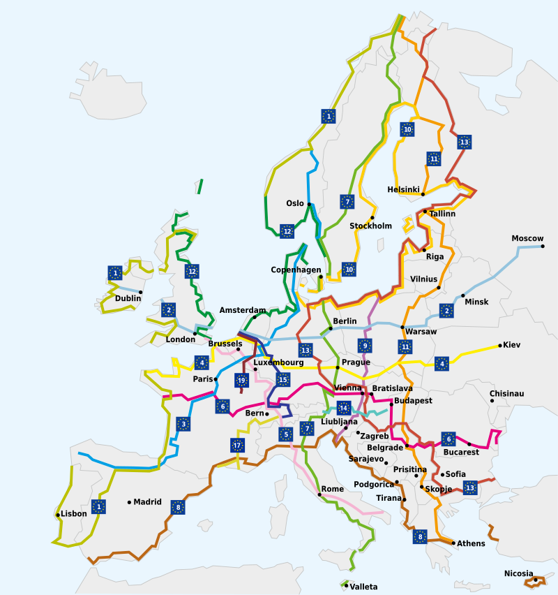 Carte des Eurovélo